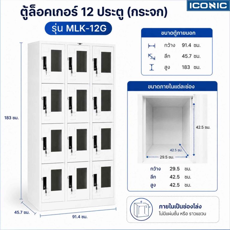 ตู้ล็อคเกอร์, ตู้ล็อกเกอร์, ตู้ล็อคเกอร์ 12 ช่อง, ตู้ล็อคเกอร์ 12 ประตู,