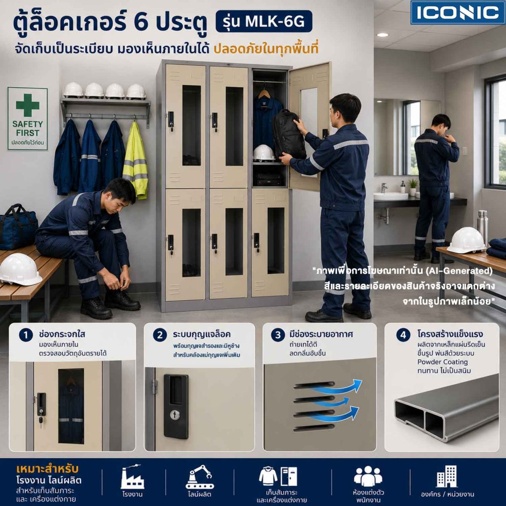 ตู้ล็อคเกอร์ 6 ช่อง กระจก, ตู้ล็อคเกอร์ 6 ช่อง มีกระจก, ตู้ล็อคเกอร์ 6 ประตู